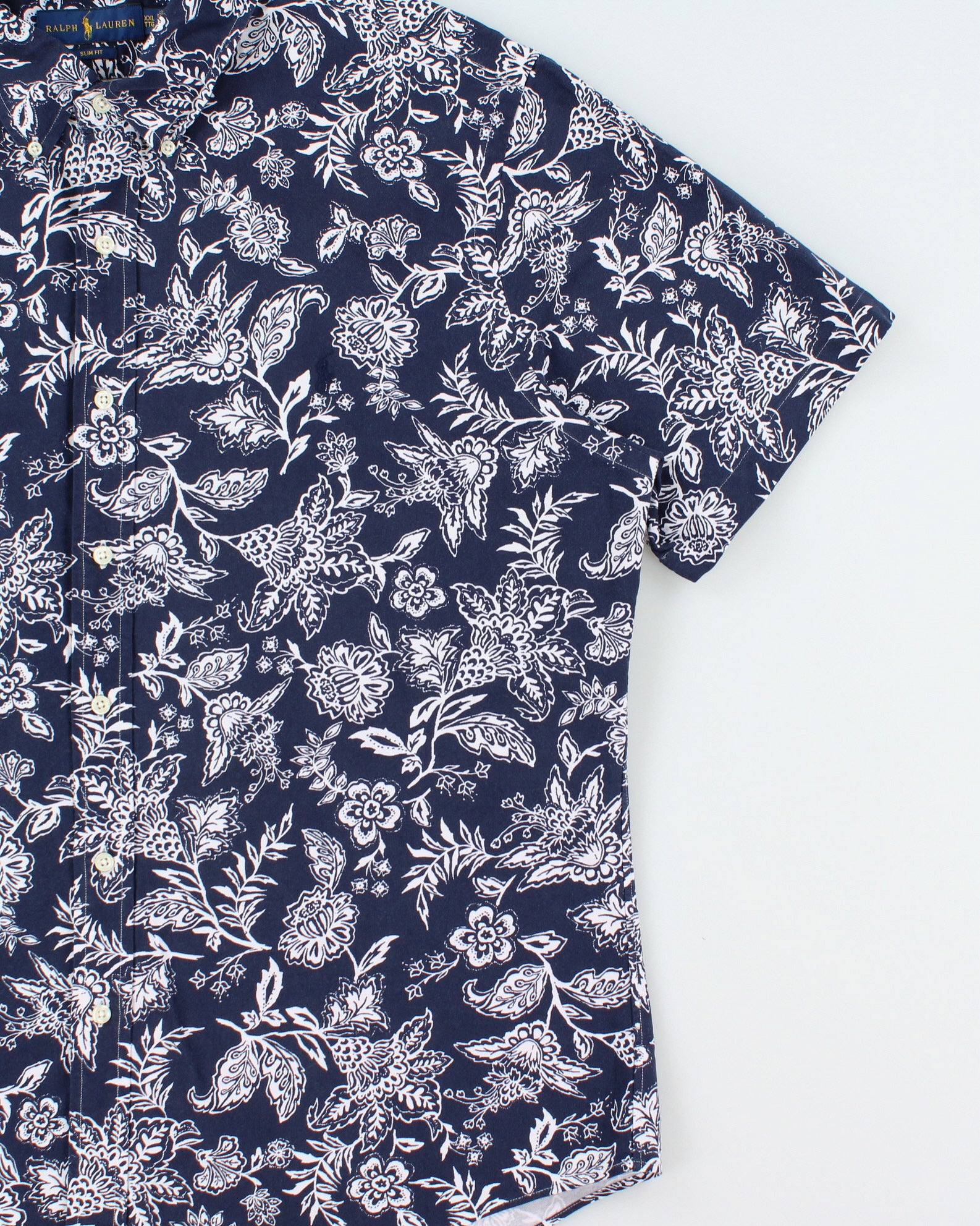 Vintage Ralph Lauren Floral Slim Fit Short Sleeve Shirt - XXL