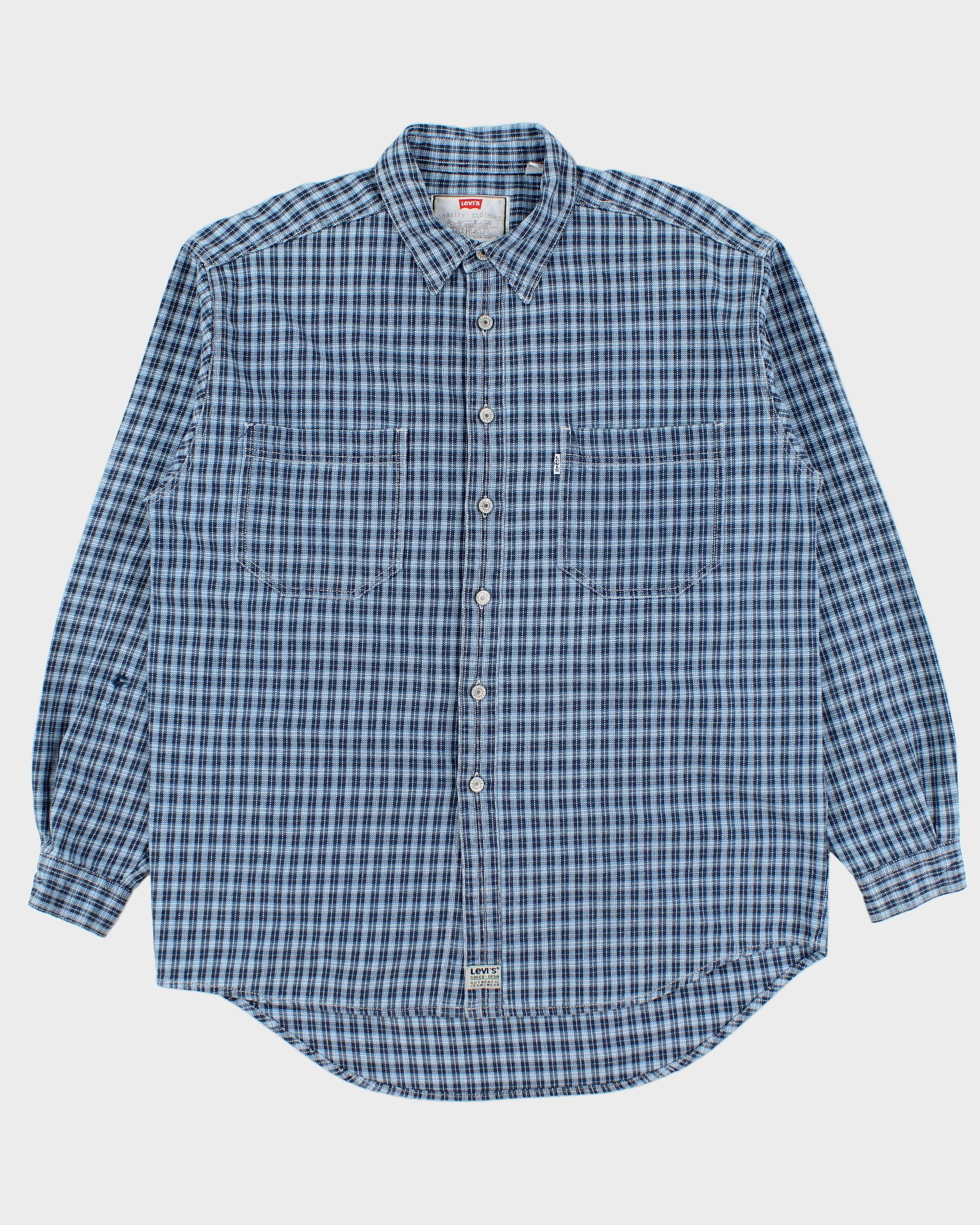 Vintage 1990s Levi's White Tab Checked Heavyweight Long Sleeve Shirt - L