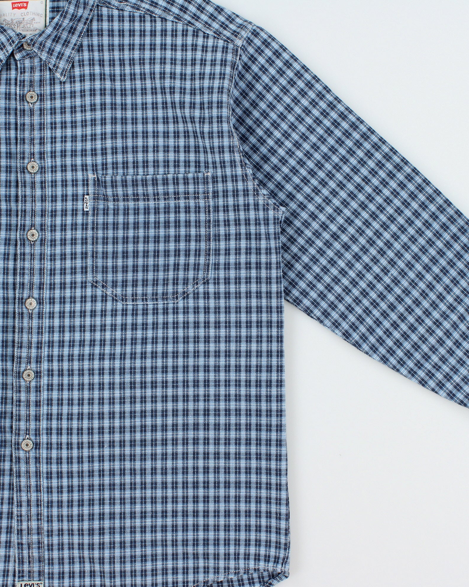 Vintage 1990s Levi's White Tab Checked Heavyweight Long Sleeve Shirt - L