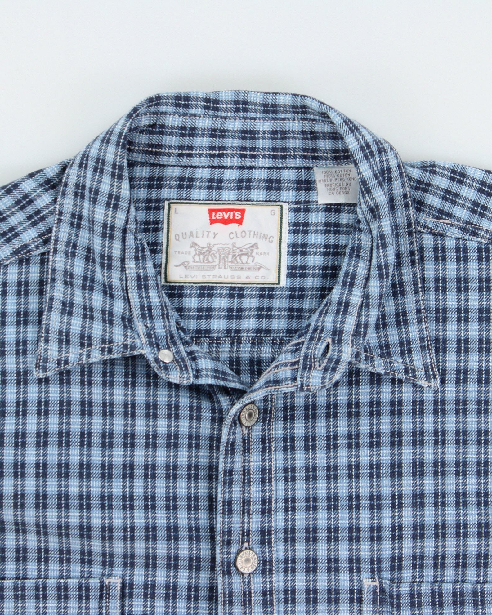 Vintage 1990s Levi's White Tab Checked Heavyweight Long Sleeve Shirt - L