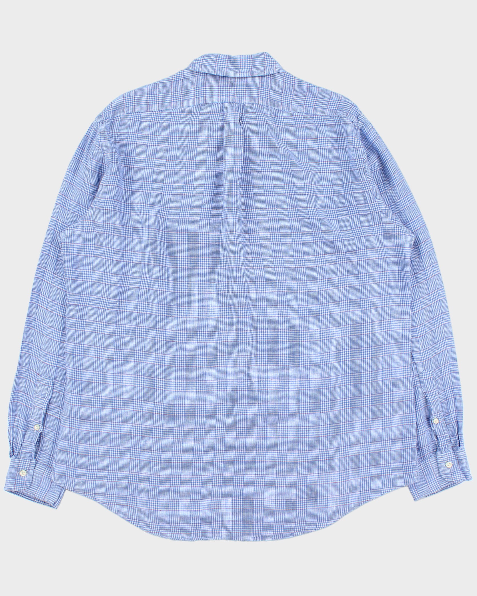 Vintage Ralph Lauren Houndstooth Gingham Linen Classic Fit Long Sleeve Shirt - XL
