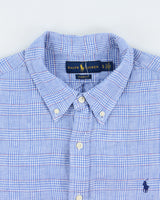 Vintage Ralph Lauren Houndstooth Gingham Linen Classic Fit Long Sleeve Shirt - XL