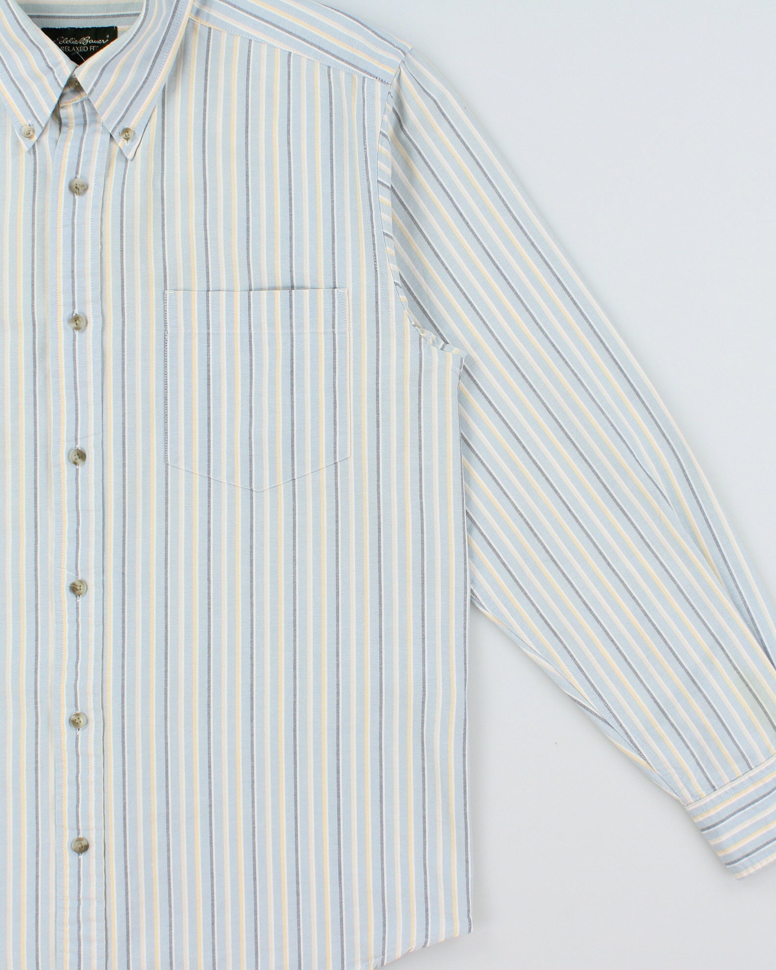 Vintage Y2K 00s Eddie Bauer Striped Relaxed Fit Long Sleeve Shirt - L