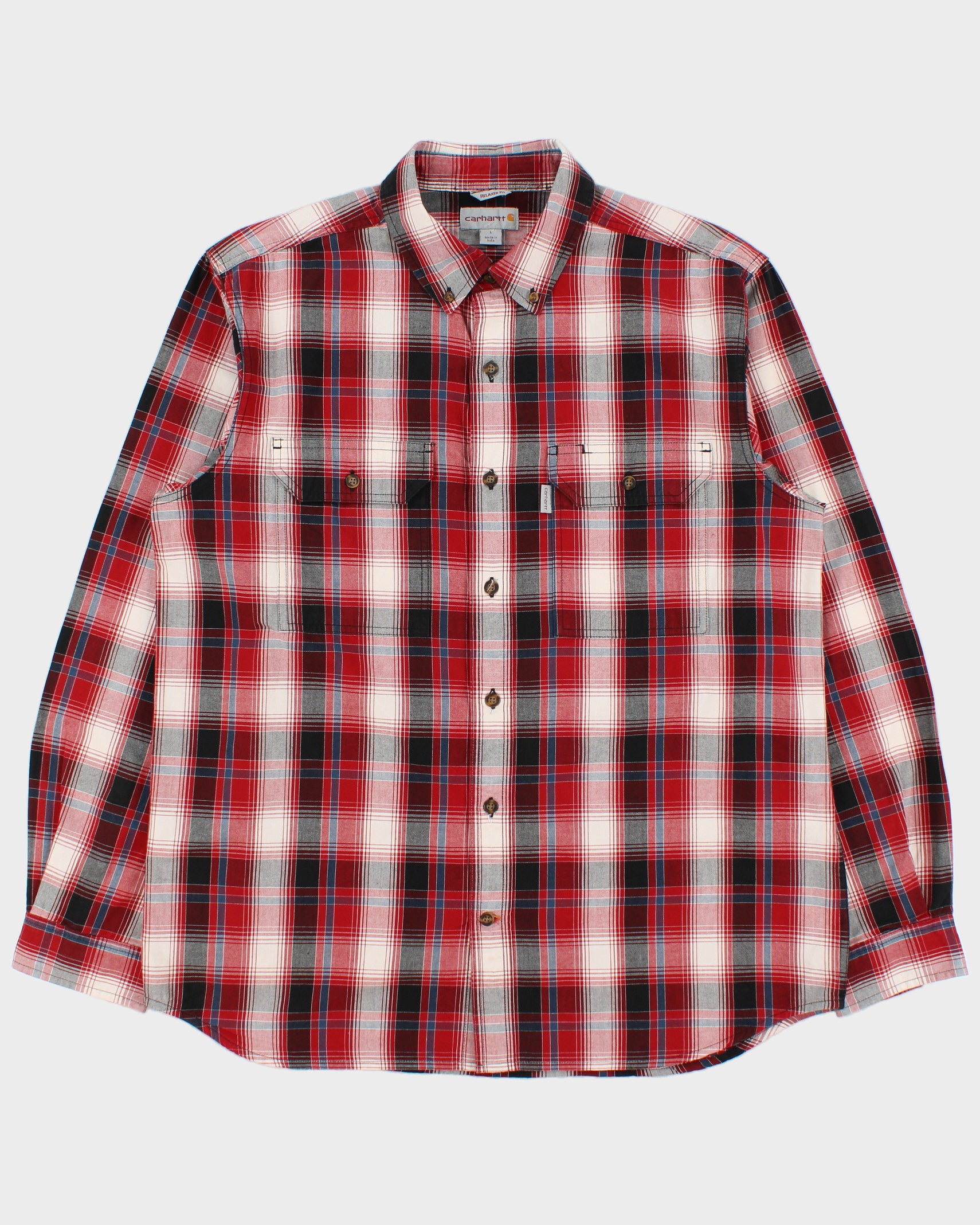 Vintage Carhartt Plaid Relaxed Fit Long Sleeve Workwear Shirt - L