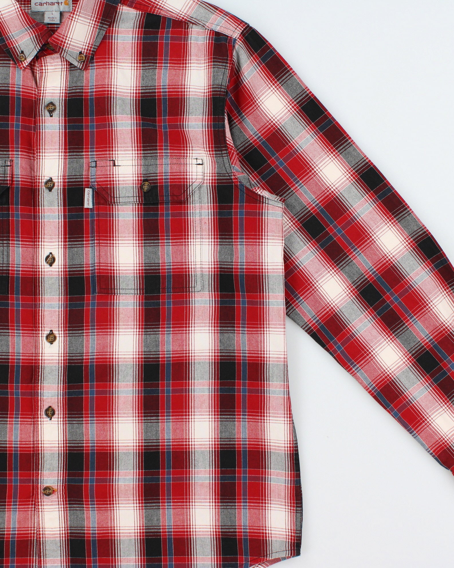 Vintage Carhartt Plaid Relaxed Fit Long Sleeve Workwear Shirt - L