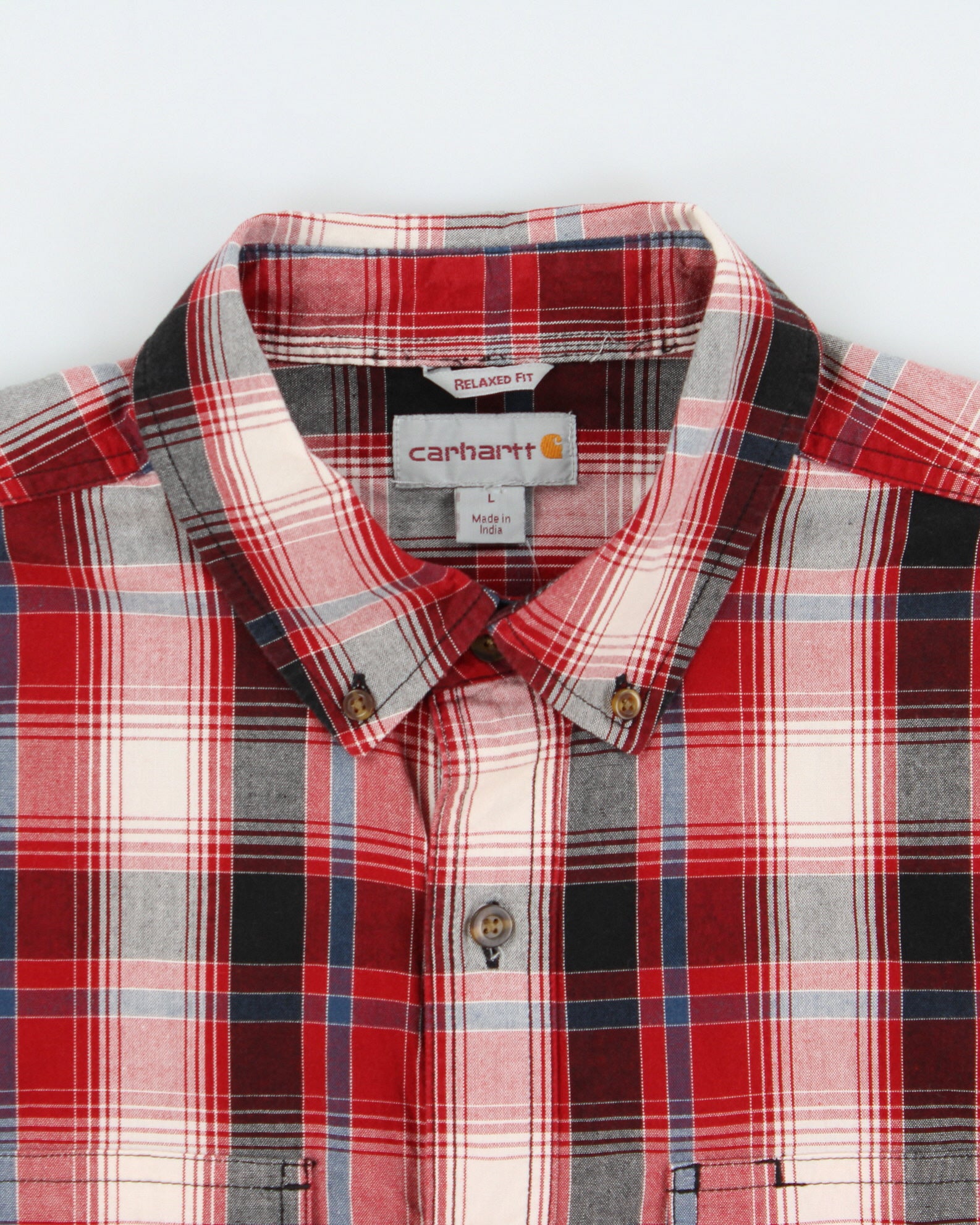 Vintage Carhartt Plaid Relaxed Fit Long Sleeve Workwear Shirt - L