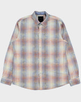 Vintage Y2K 00s Age Of Wisdom Gradient Check Pearl Snap Button Long Sleeve Baroque Shirt - XL