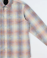 Vintage Y2K 00s Age Of Wisdom Gradient Check Pearl Snap Button Long Sleeve Baroque Shirt - XL
