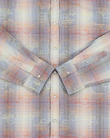 Vintage Y2K 00s Age Of Wisdom Gradient Check Pearl Snap Button Long Sleeve Baroque Shirt - XL