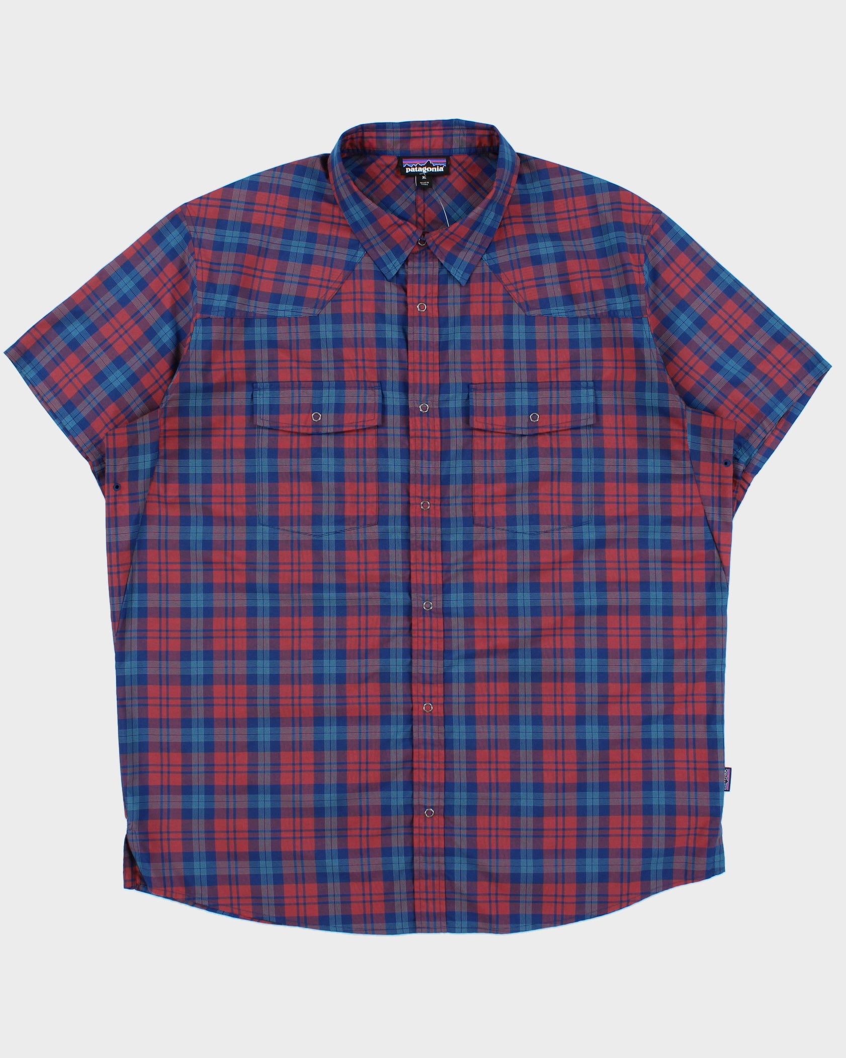 Vintage Patagonia Plaid Snap Button Short Sleeve Hiking Shirt - XL
