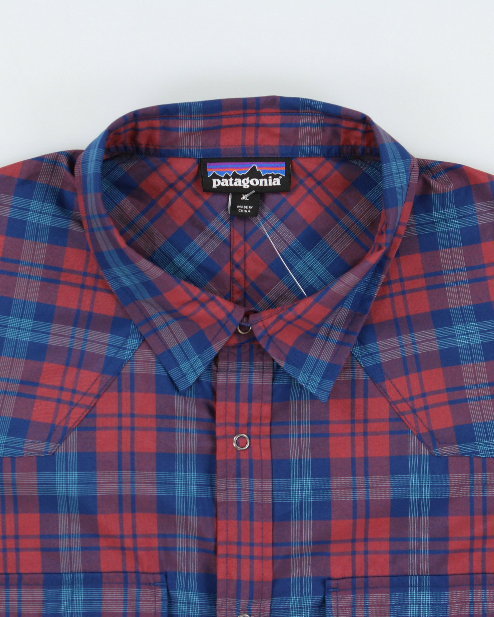 Vintage Patagonia Plaid Snap Button Short Sleeve Hiking Shirt - XL
