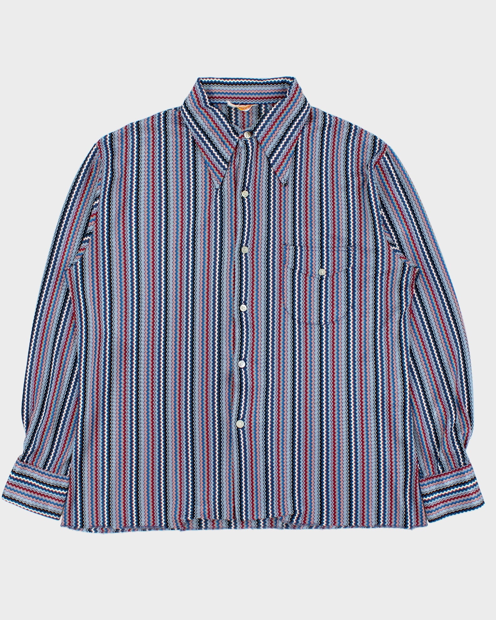 Vintage 1970s Luigi Pattern Striped Made In Canada Long Sleeve Pocket Shirt - XL