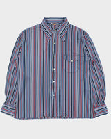 Vintage 1970s Luigi Pattern Striped Made In Canada Long Sleeve Pocket Shirt - XL