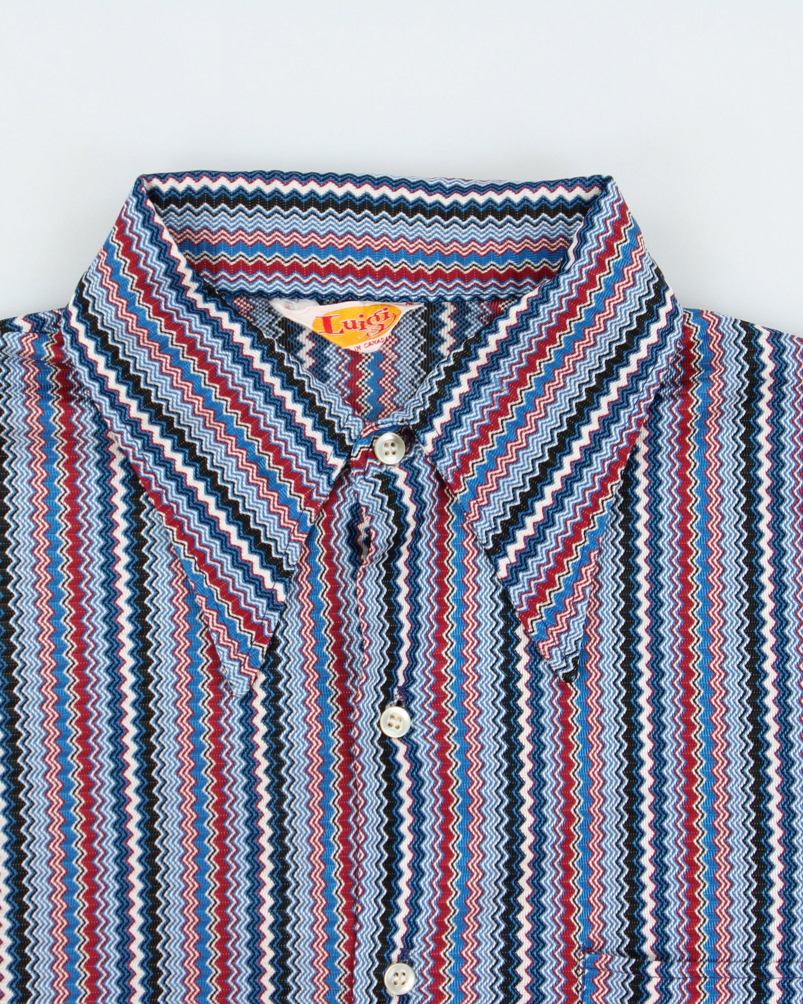 Vintage 1970s Luigi Pattern Striped Made In Canada Long Sleeve Pocket Shirt - XL