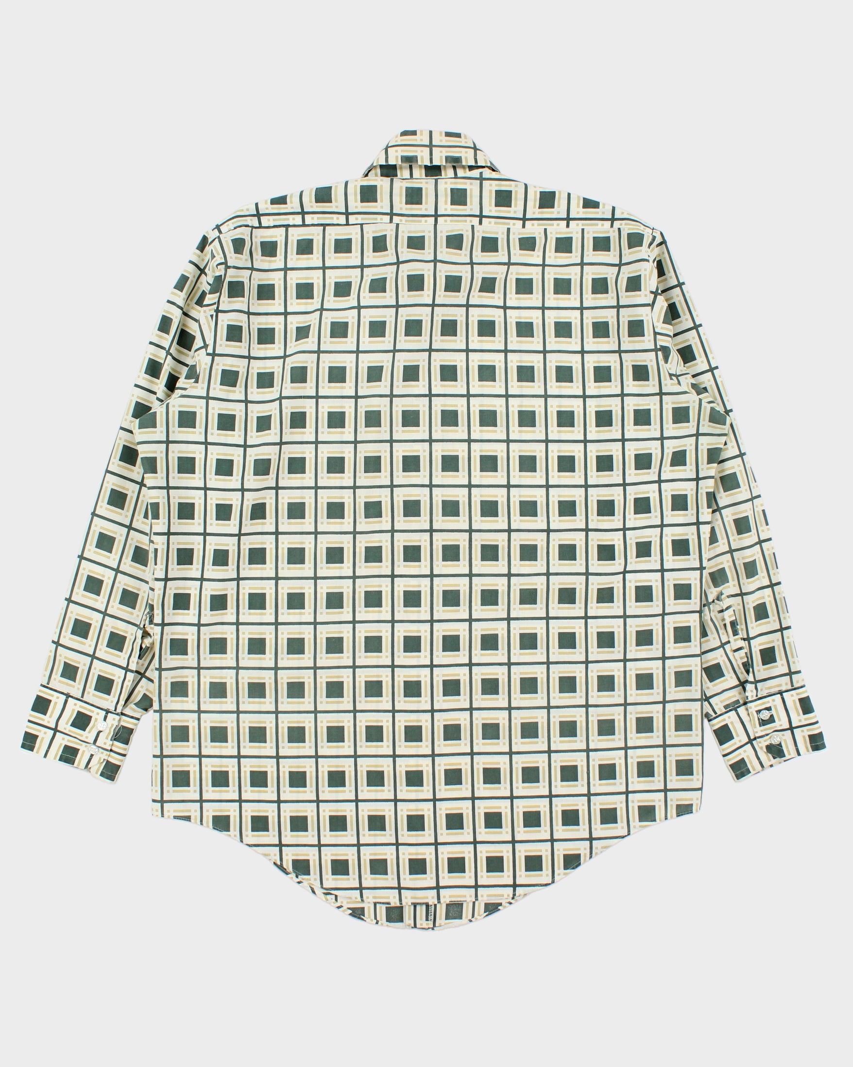 Vintage 1970s Impact Block Patterned Perma Press Long Sleeve Shirt - L