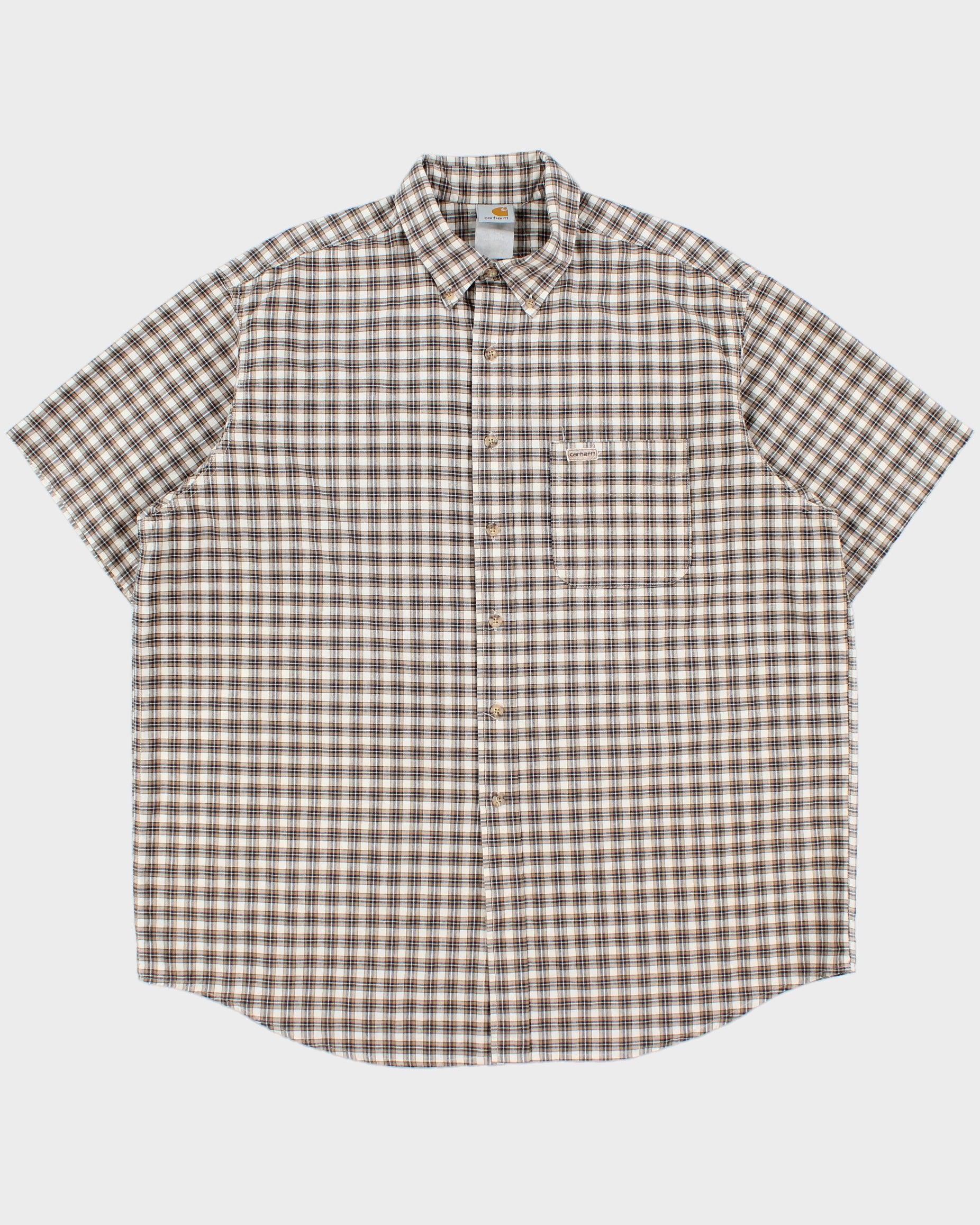 Vintage 1990s Carhartt Plaid Union Made In USA Short Sleeve Workwear Shirt - XL