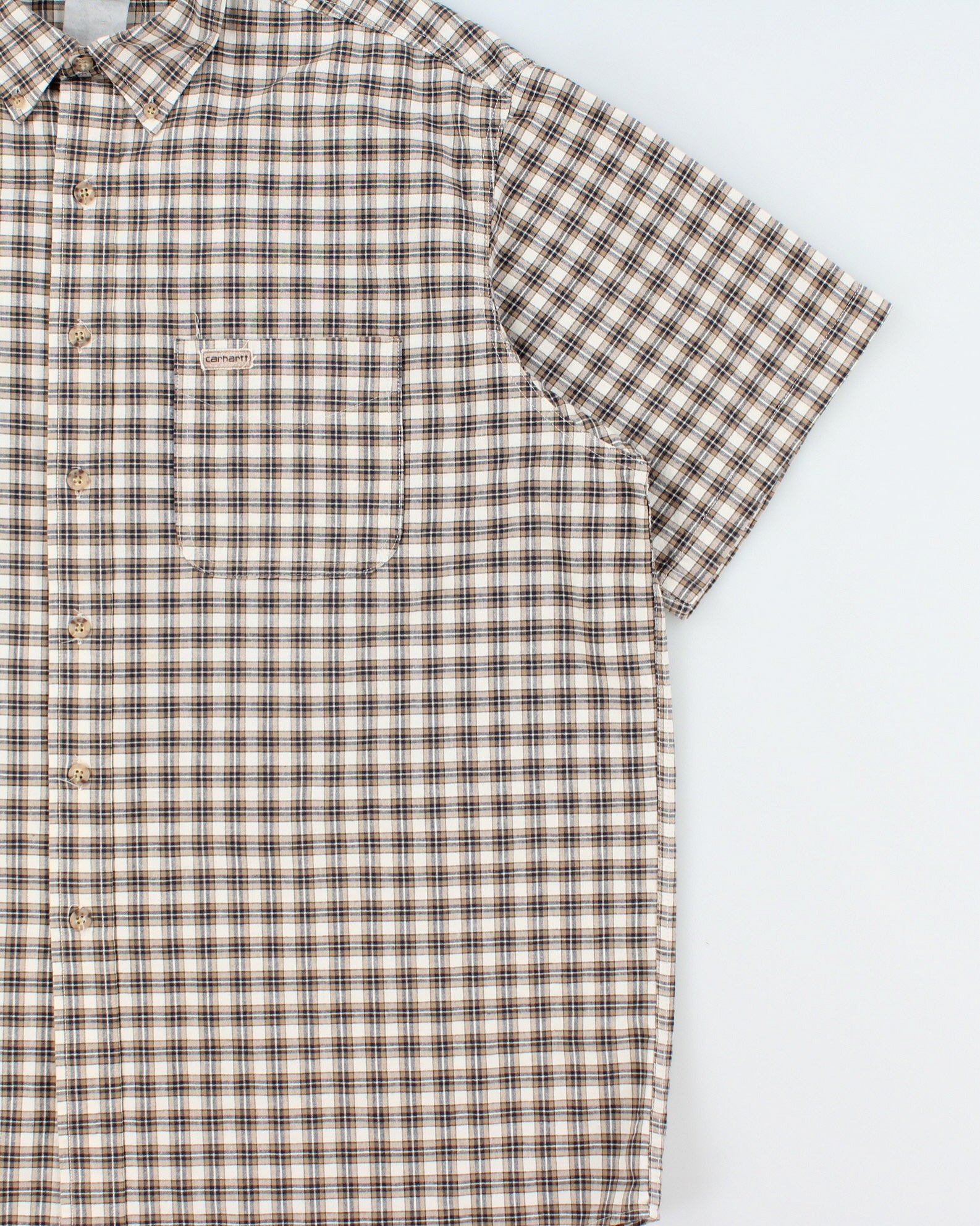Vintage 1990s Carhartt Plaid Union Made In USA Short Sleeve Workwear Shirt - XL