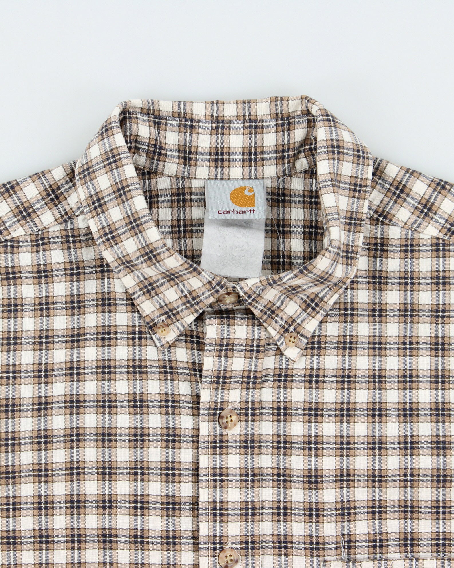 Vintage 1990s Carhartt Plaid Union Made In USA Short Sleeve Workwear Shirt - XL