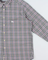 Vintage 1990s Burberry Grey Nova Check Classic Long Sleeve Shirt - L