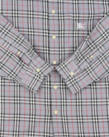 Vintage 1990s Burberry Grey Nova Check Classic Long Sleeve Shirt - L