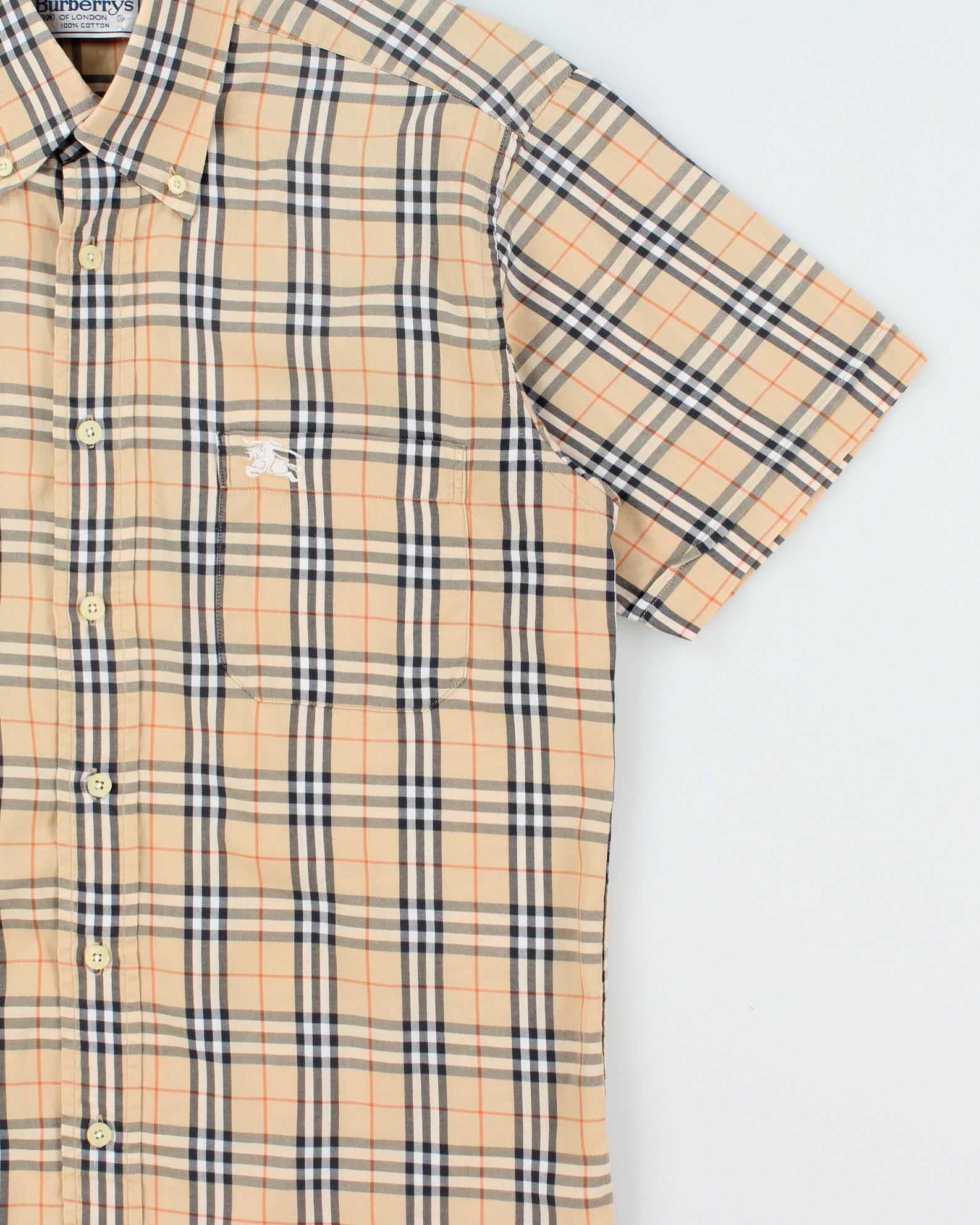 Vintage 1990s Burberry Classic Nova Check Short Sleeve Shirt - L