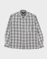 Vintage Y2K 00s Burberry Pale Grey Nova Check Classic Long Sleeve Shirt - M