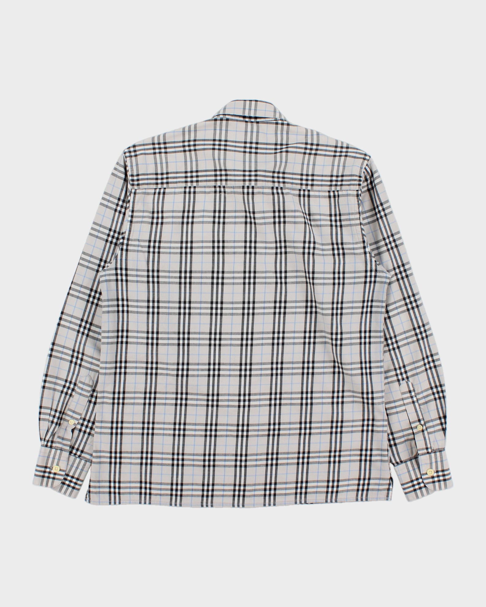 Vintage Y2K 00s Burberry Pale Grey Nova Check Classic Long Sleeve Shirt - M