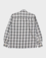 Vintage Y2K 00s Burberry Pale Grey Nova Check Classic Long Sleeve Shirt - M