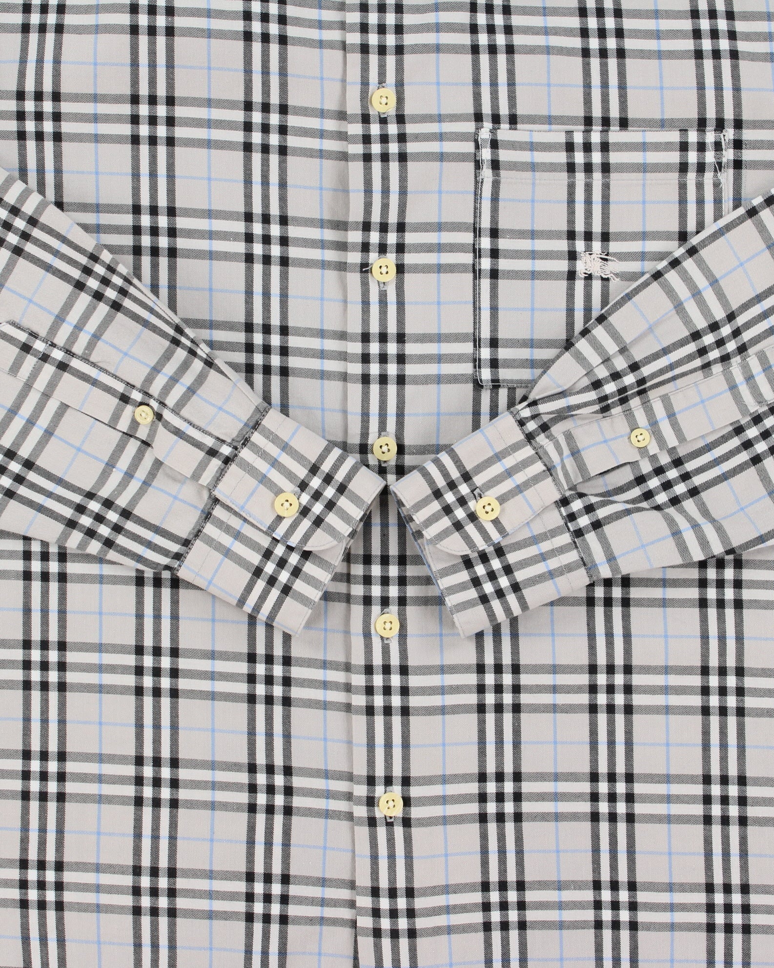 Vintage Y2K 00s Burberry Pale Grey Nova Check Classic Long Sleeve Shirt - M