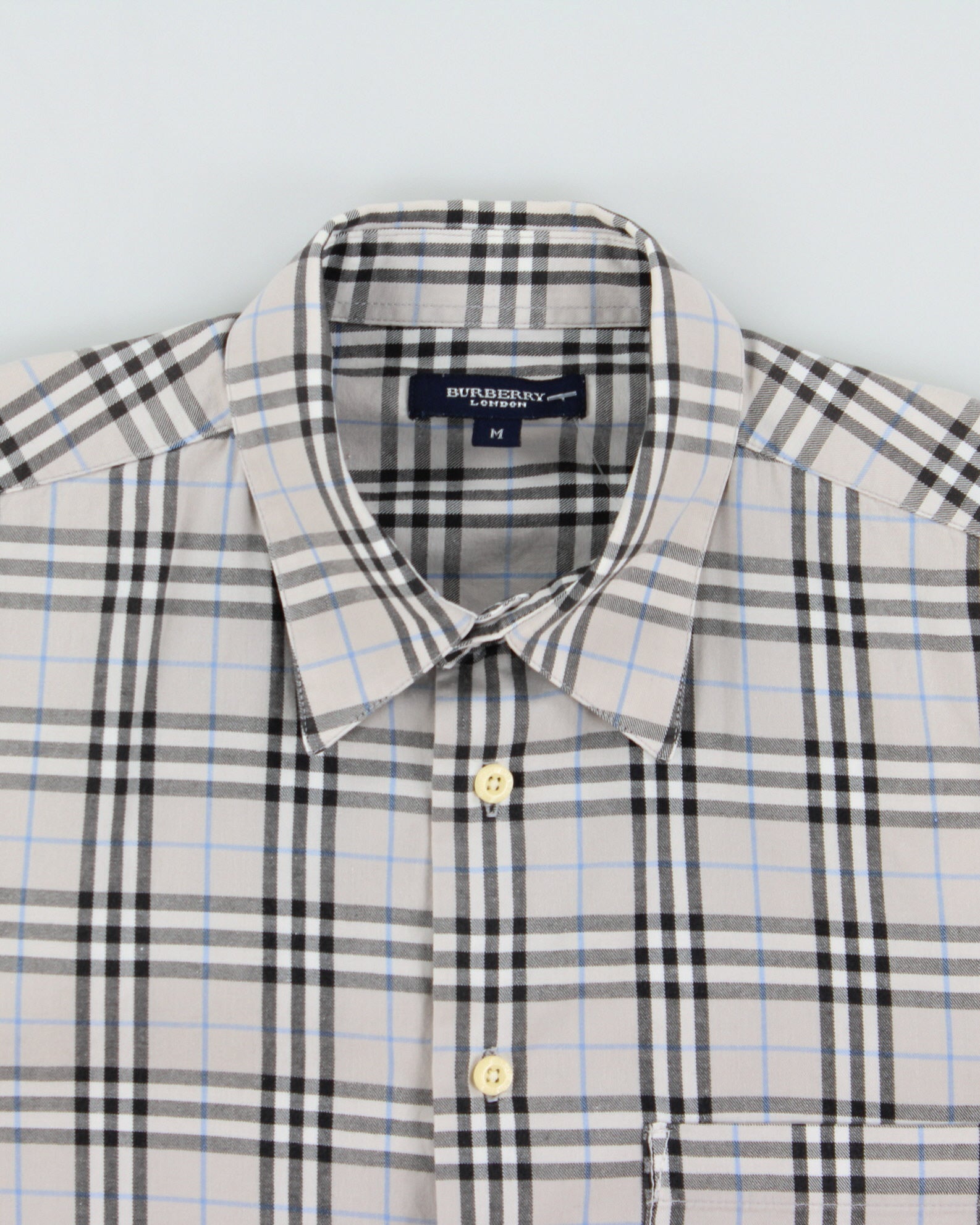 Vintage Y2K 00s Burberry Pale Grey Nova Check Classic Long Sleeve Shirt - M
