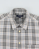 Vintage Y2K 00s Burberry Pale Grey Nova Check Classic Long Sleeve Shirt - M