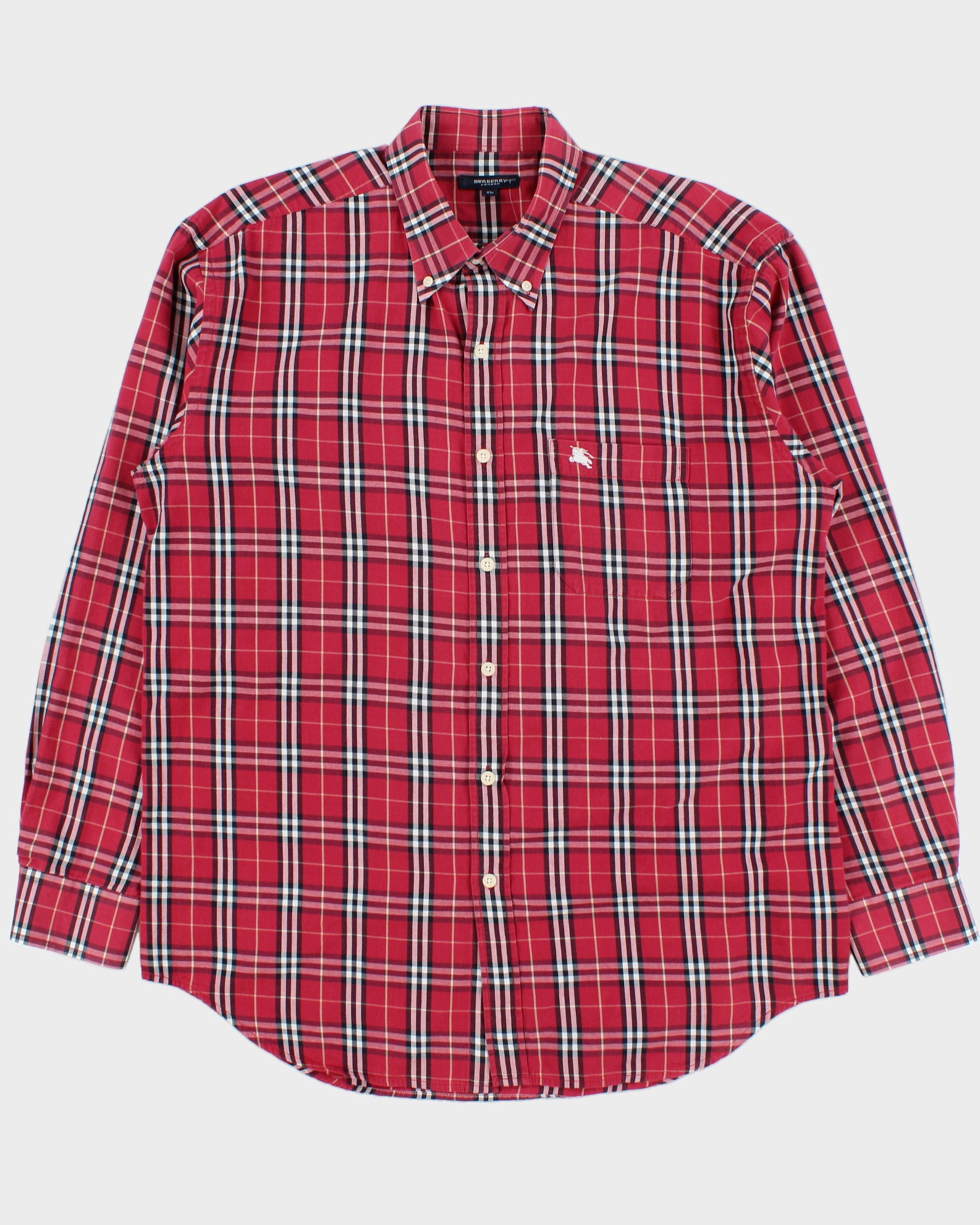 Vintage Y2K 00s Burberry Red Nova Check Classic Long Sleeve Shirt - XL