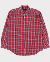 Vintage Y2K 00s Burberry Red Nova Check Classic Long Sleeve Shirt - XL
