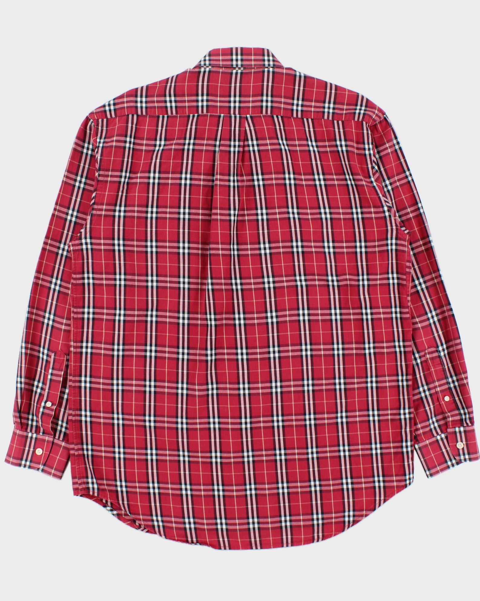 Vintage Y2K 00s Burberry Red Nova Check Classic Long Sleeve Shirt - XL