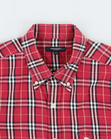 Vintage Y2K 00s Burberry Red Nova Check Classic Long Sleeve Shirt - XL