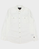 Vintage DH3 White Pearl Snap Button Modern Fit Long Sleeve Western Shirt - L