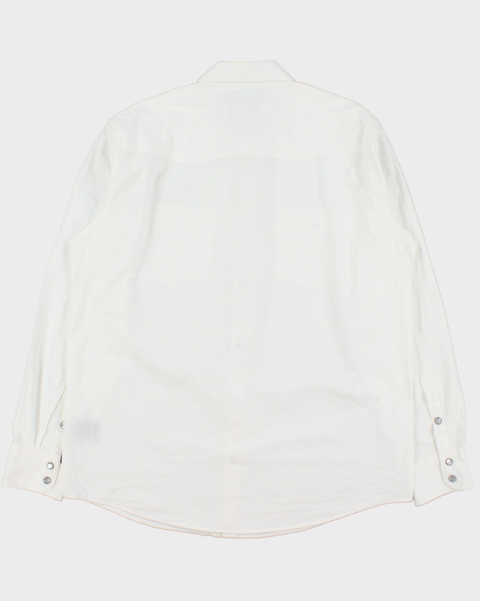 Vintage DH3 White Pearl Snap Button Modern Fit Long Sleeve Western Shirt - L
