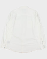 Vintage DH3 White Pearl Snap Button Modern Fit Long Sleeve Western Shirt - L