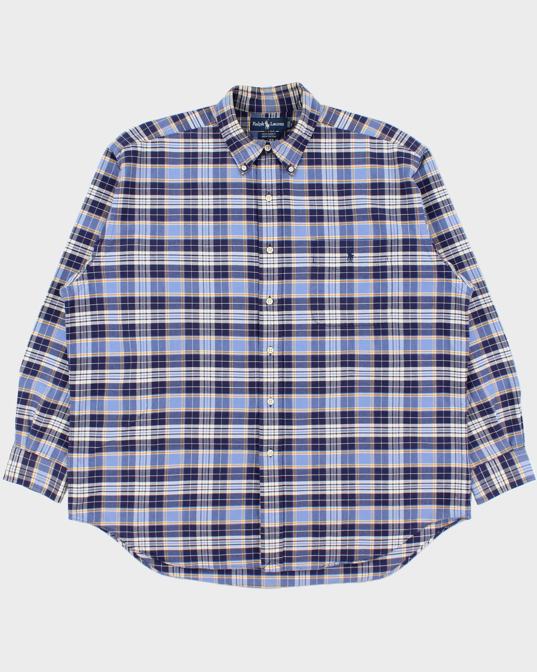Vintage 1990s Ralph Lauren 'Big Shirt' Long Sleeve Check Shirt - L