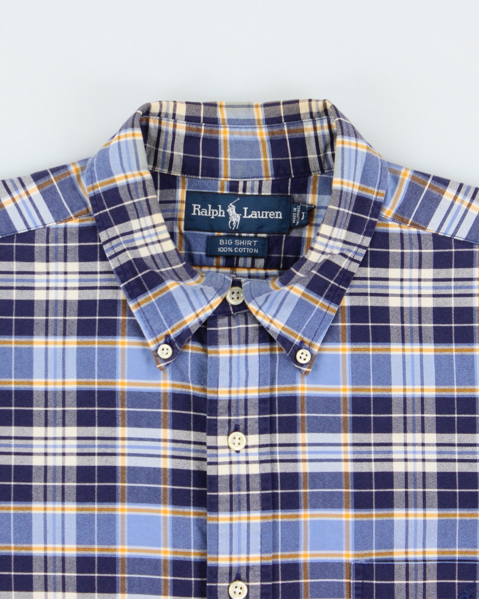 Vintage 1990s Ralph Lauren 'Big Shirt' Long Sleeve Check Shirt - L