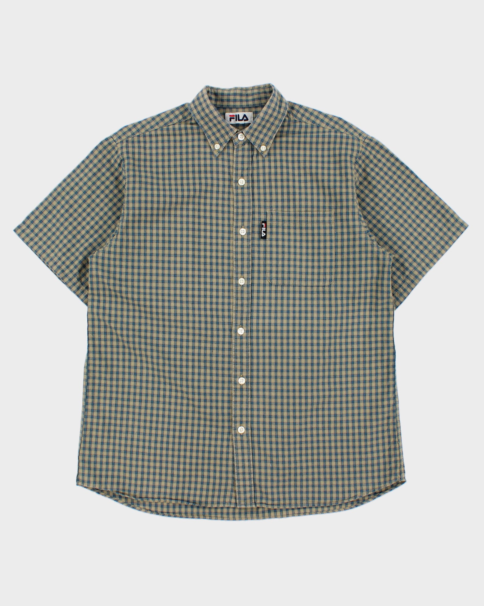 Vintage 1990s Fila Check Short Sleeve Shirt - M