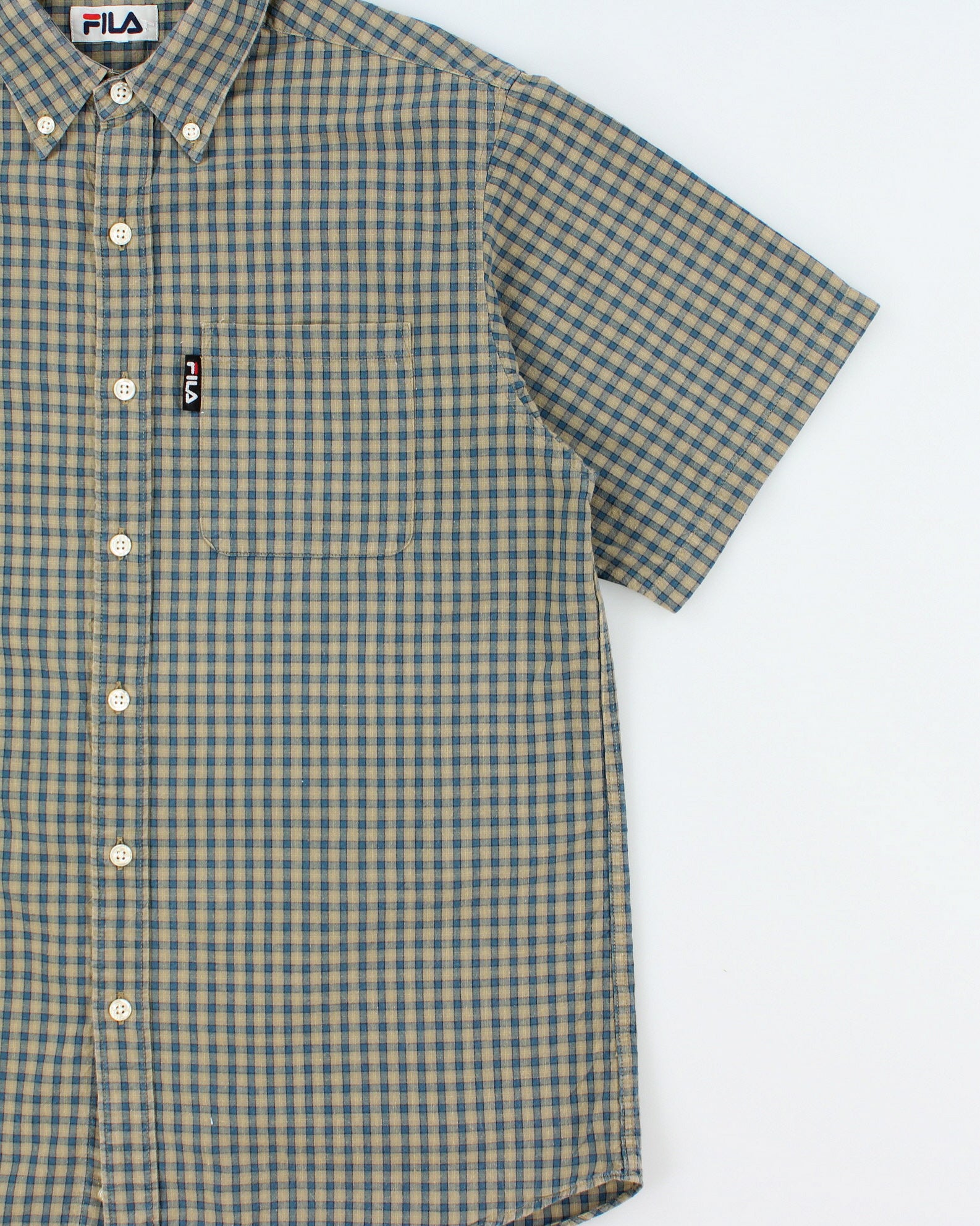 Vintage 1990s Fila Check Short Sleeve Shirt - M