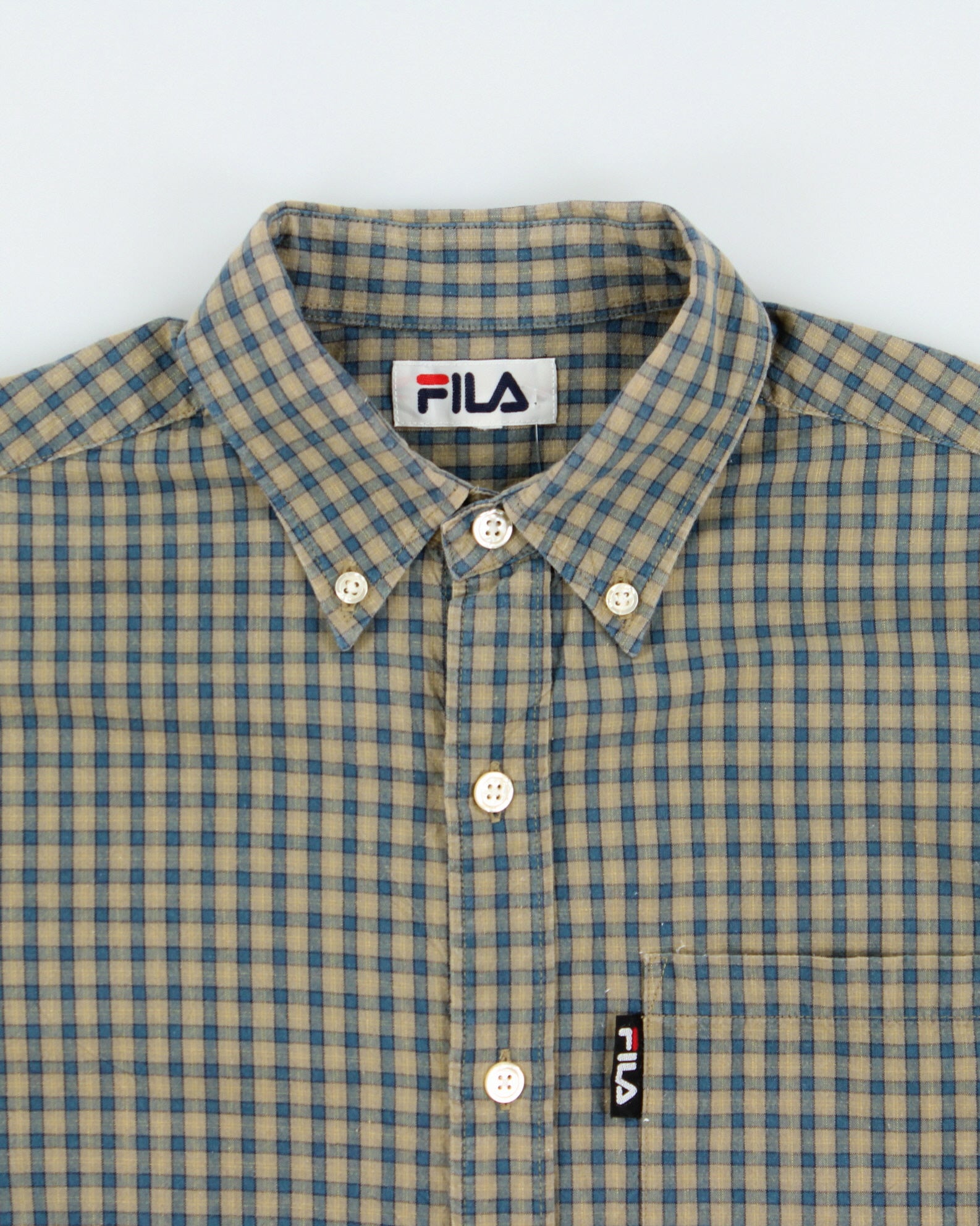 Vintage 1990s Fila Check Short Sleeve Shirt - M