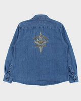 Vintage 1990s Harley Davidson Denim Long Sleeve Shirt - L