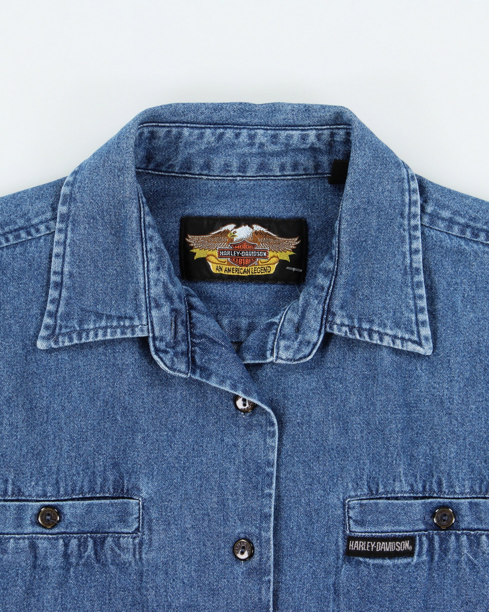 Vintage 1990s Harley Davidson Denim Long Sleeve Shirt - L