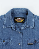 Vintage 1990s Harley Davidson Denim Long Sleeve Shirt - L