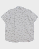 Vintage Carhartt Pale Grey Rugged Flex Camping Print Short Sleeve Pocket Shirt - XL