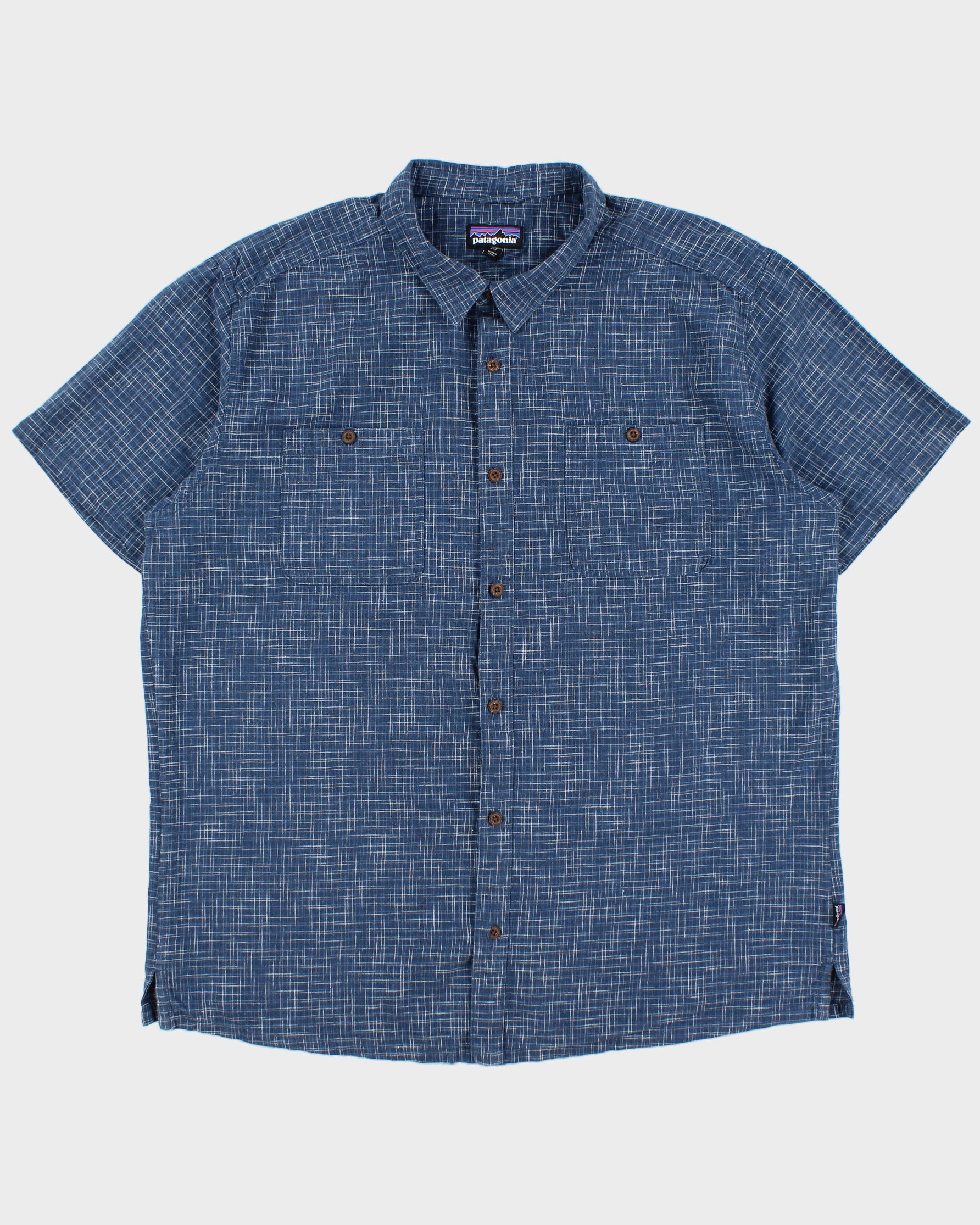 Vintage Patagonia Fade Check Hemp Blend Short Sleeve Pocket Shirt - XXL