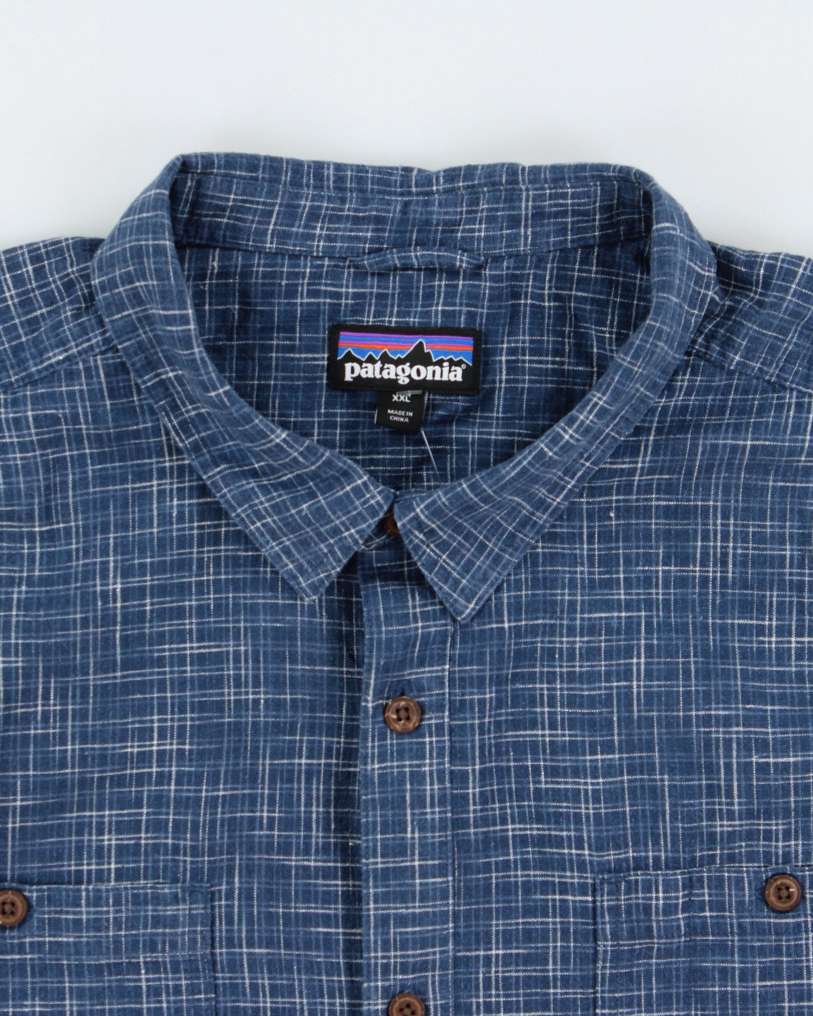 Vintage Patagonia Fade Check Hemp Blend Short Sleeve Pocket Shirt - XXL