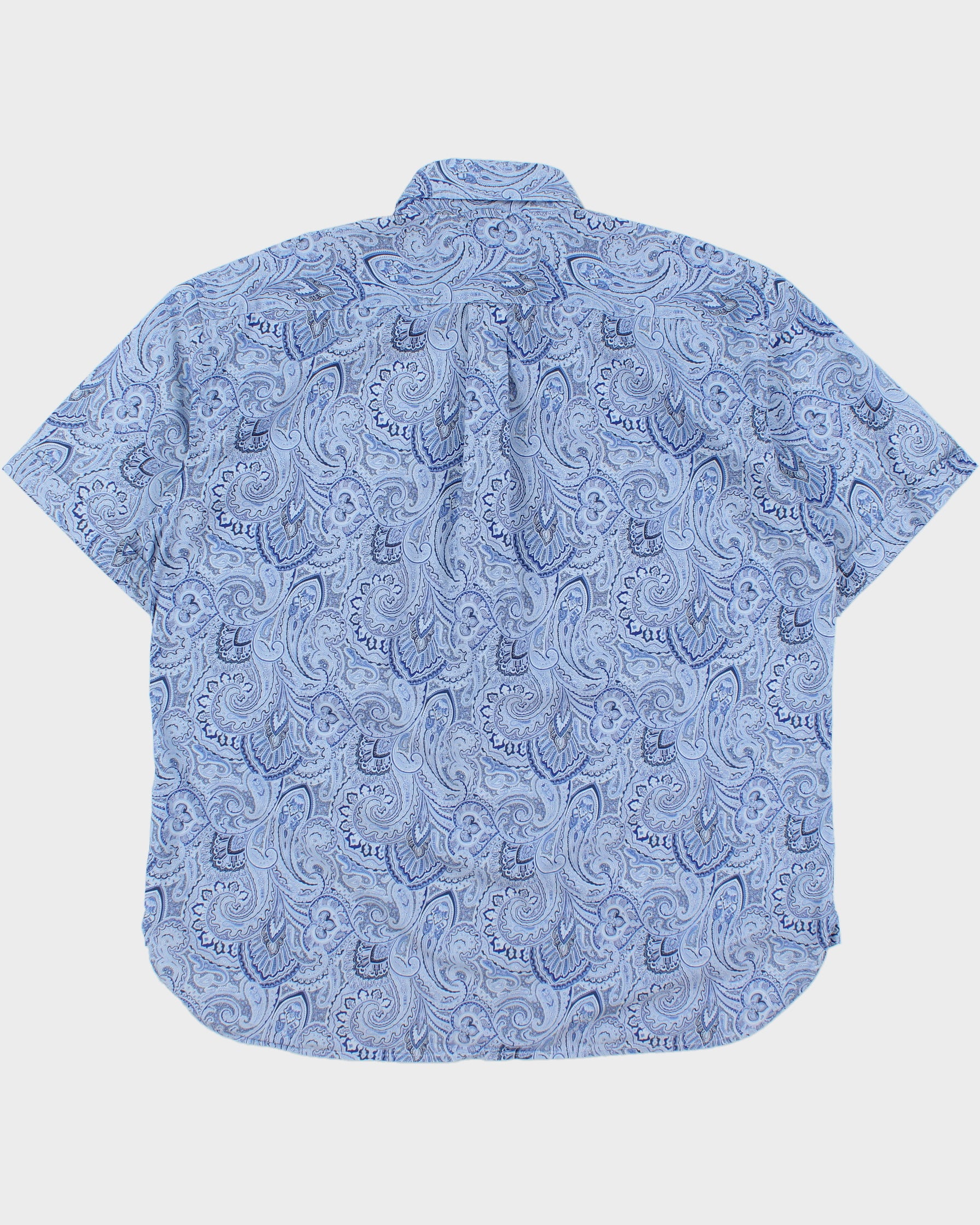Vintage Tommy Hilfiger Sky Blue Paisley Regular Fit Short Sleeve Shirt - XL